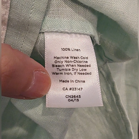 Talbot Linen mint green Seabreeze Linen Tunic Top shirt v neck loose fit size MP - Picture 4 of 7